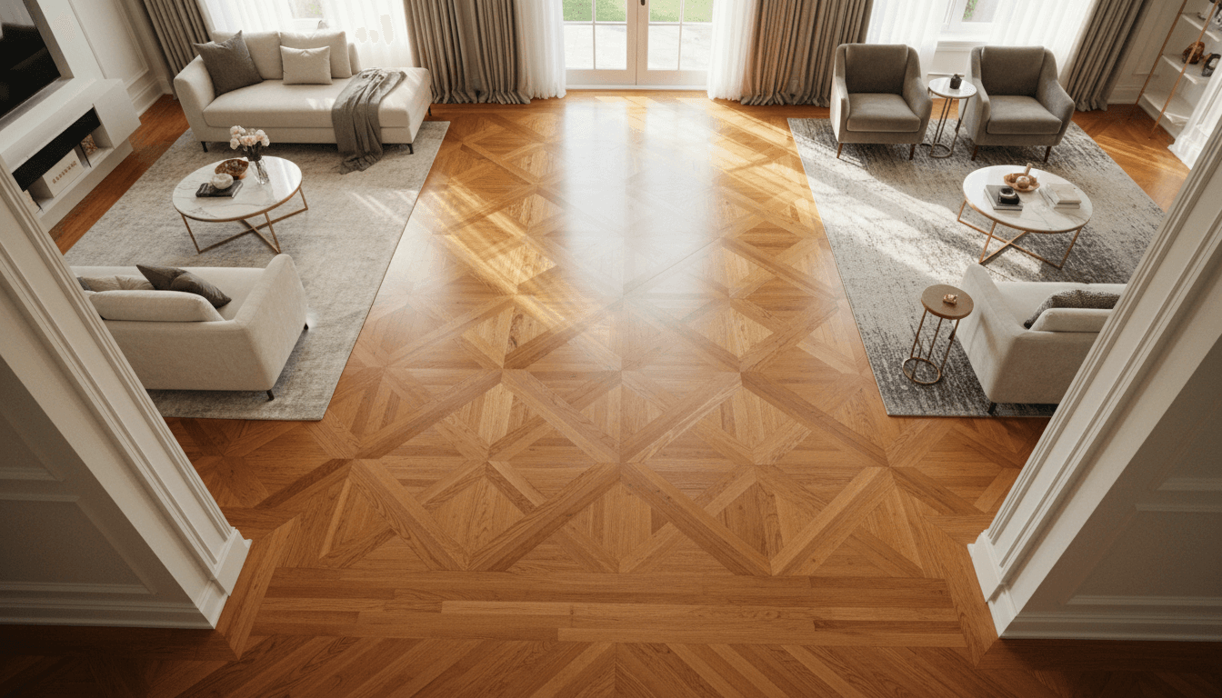 Expert flooring installer working on hardwood floor installation in Santa Barbara home