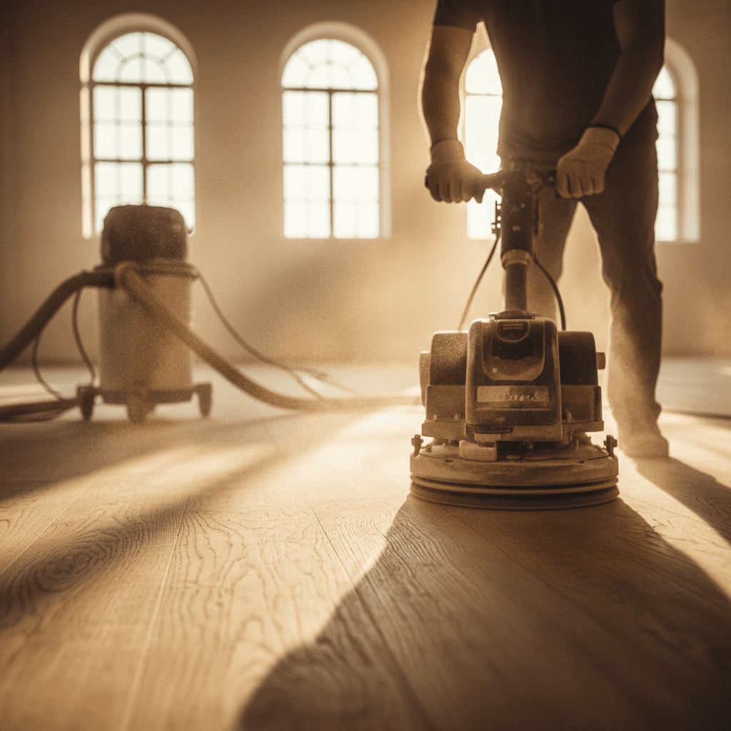 Hardwood floor sanding and refinishing work