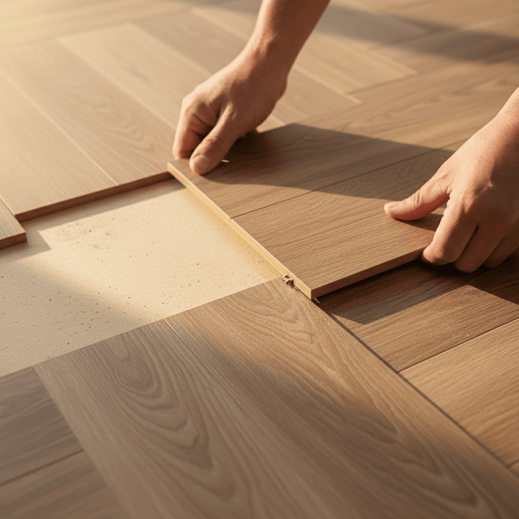 Laminate flooring with trim installation